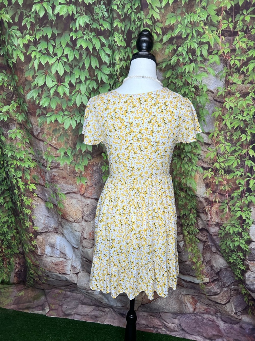 AEROPOSTALE Y2K Style Ditzy Yellow Floral Minidress, S - Picture 5 of 10